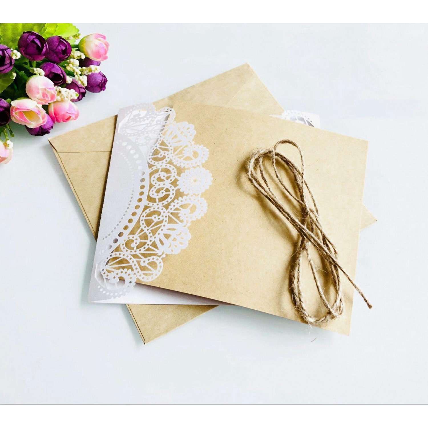 Vellum Invitation Card Laser Cut Thank You Card Square Wedding Invitation 